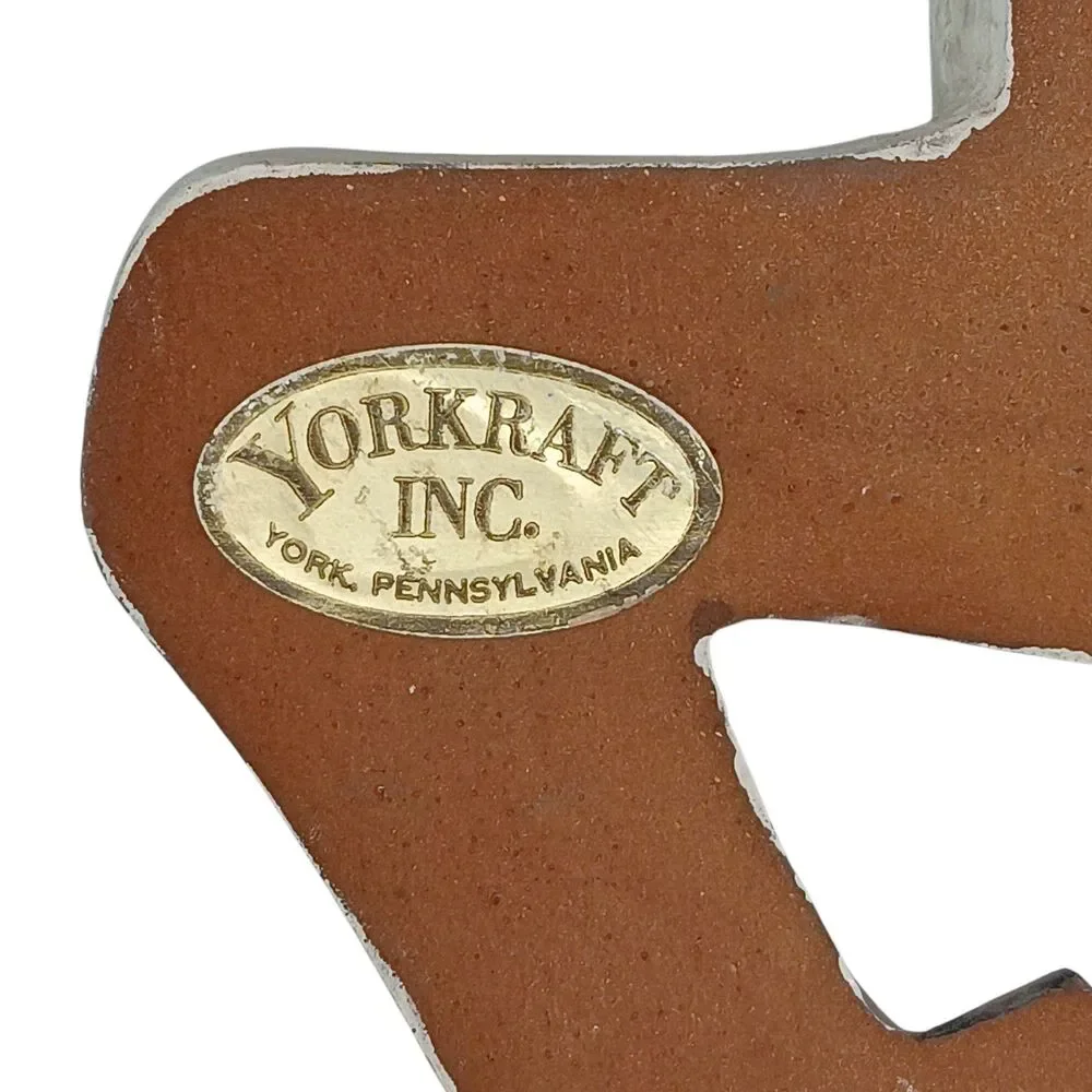 Vintage Yorkraft Carousel Horse Carved Wall Plaque White Pink Blue Black Mane